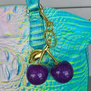 Purple Cherries Purse Charms with Key Ring